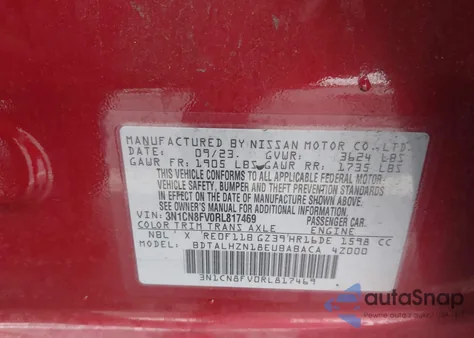 2024 Nissan Versa 1.6 Sr z USA, uszkodzony, nr VIN 3N1CN8FV0RL817469